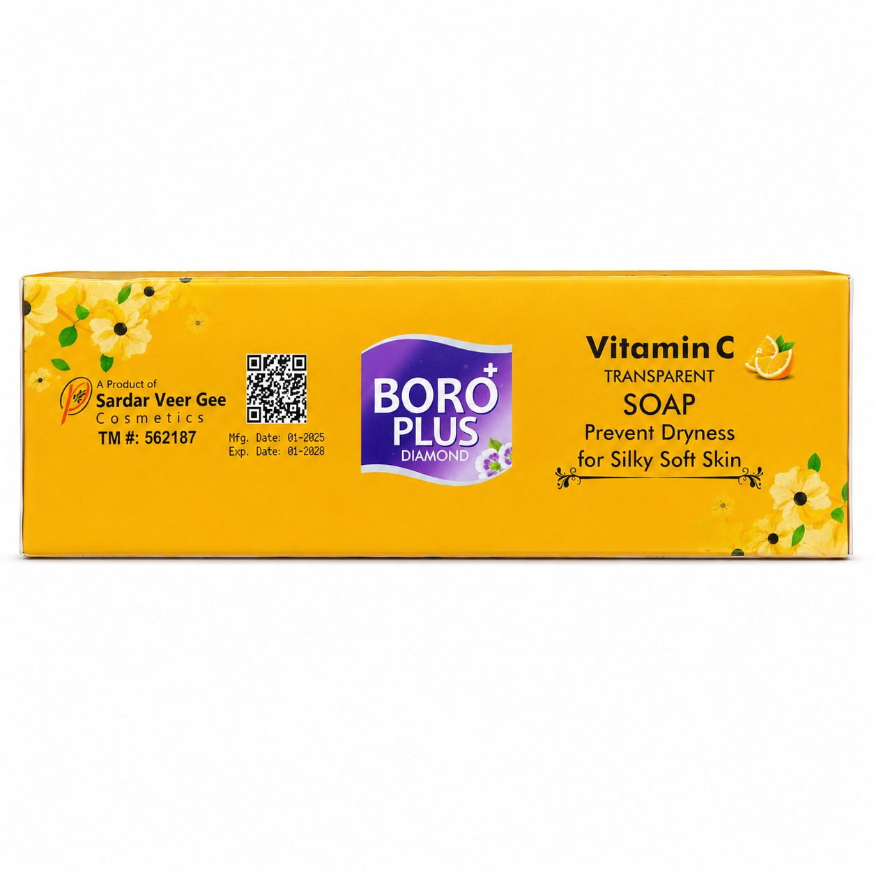 Packaging details of Boro Plus Diamond Vitamin C Transparent Soap