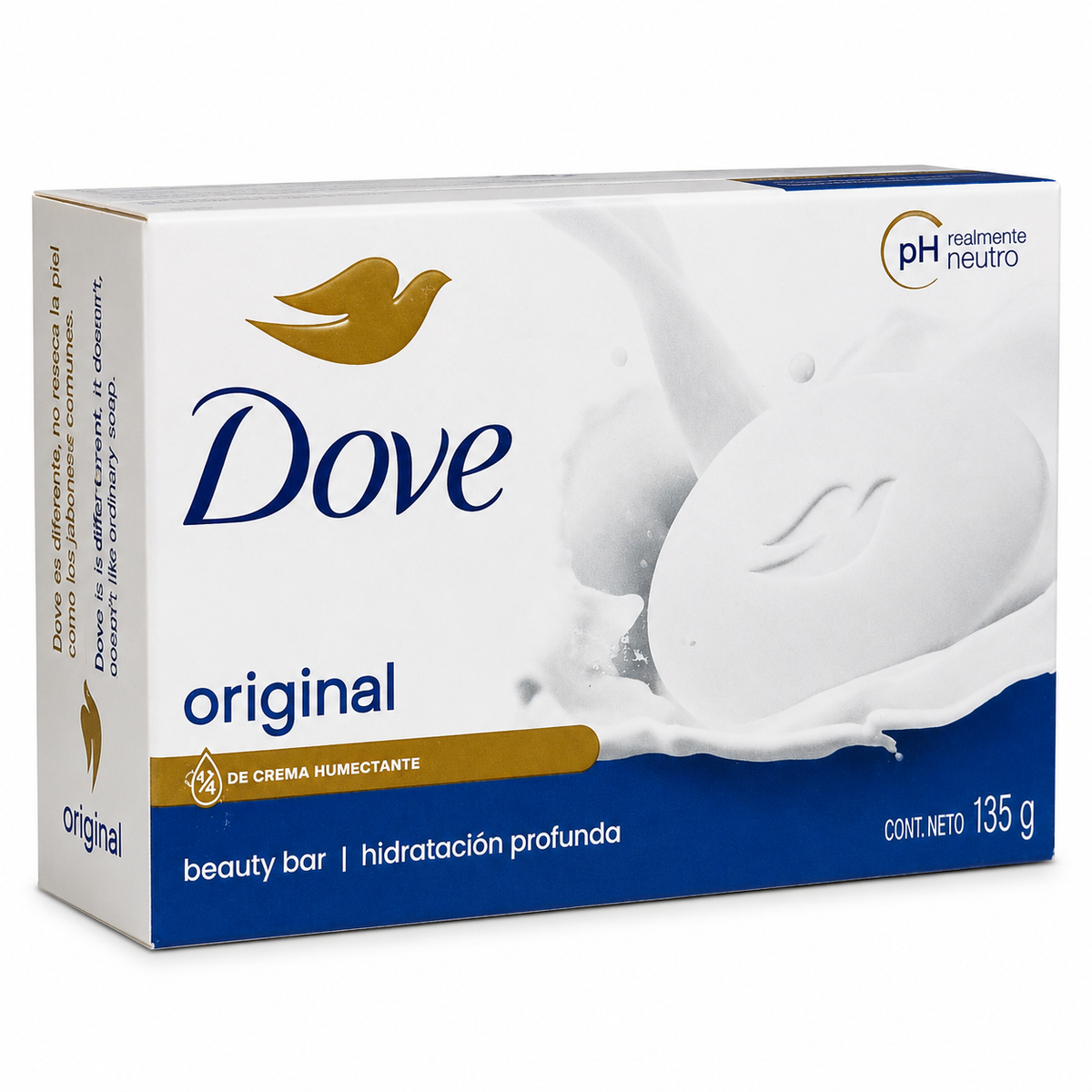 Angled view of Dove Original Beauty Bar 135g with moisturizing cream