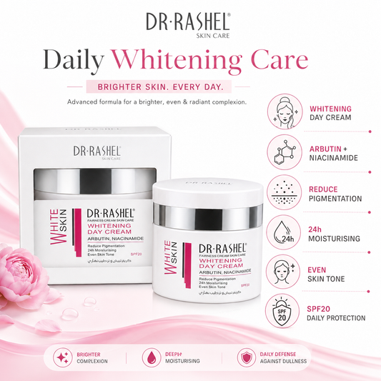 DR RASHEL Daily Whitening Care Day Cream with Arbutin Niacinamide SPF20 and moisturising benefits