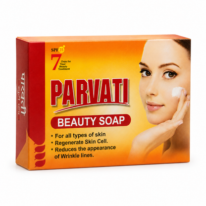 Angled front view of Parvati Beauty Soap for all skin types