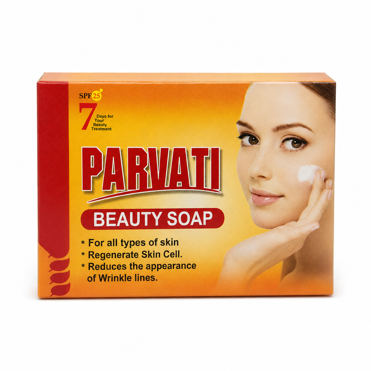 Front packaging of Parvati Beauty Soap with SPF 25