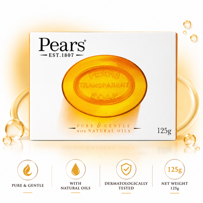 Pears transparent soap featuring natural oils and gentle cleansing benefits