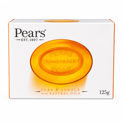 Front view of Pears transparent soap with natural oils