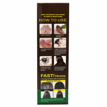 Side view of Sardar Veer Jee Dark Brown Hair Color Gel box showing application steps and before-and-after results